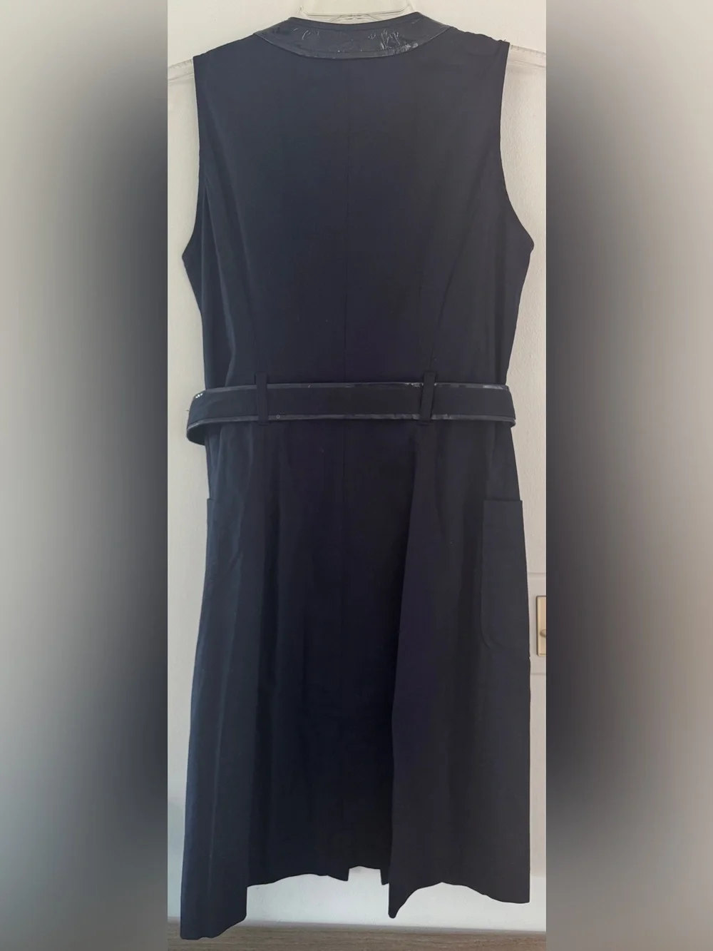 Tory Burch Navy Cotton Zip Dress w/ Vinyl Trim Buckle. Size 4 A+ Condition.
